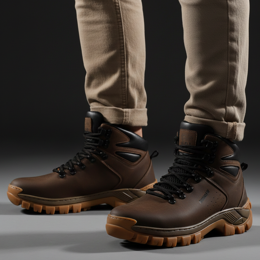 Bota Cano Médio Couro Legítimo Marrom