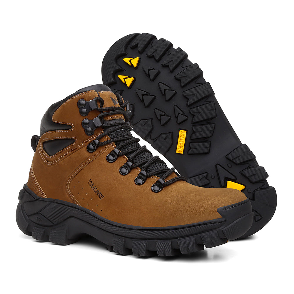 Bota Cano Médio Couro Legítimo Marrom