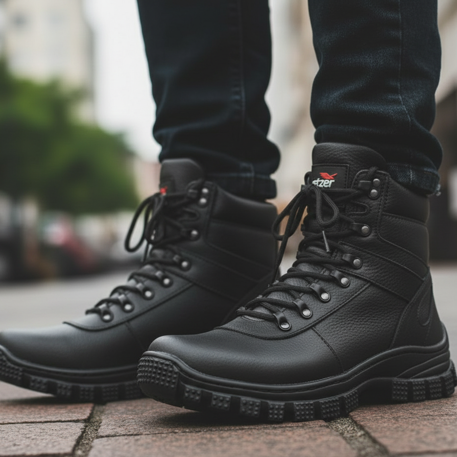 Bota Coturno Masculino Militar Adventure Couro Conforto