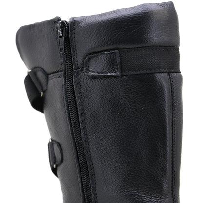 Bota Feminina Roqueira Motoqueira Couro Forro Cano Alto