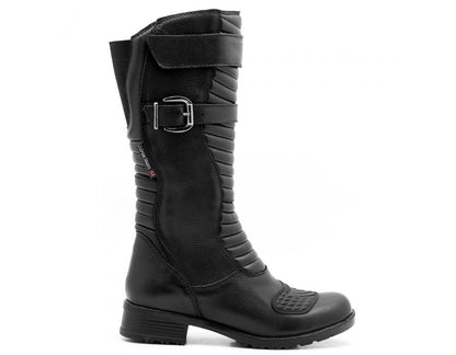 Bota Feminina Motociclista Cano Alto Em Couro Legítimo