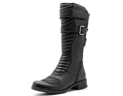 Bota Feminina Motociclista Cano Alto Em Couro Legítimo