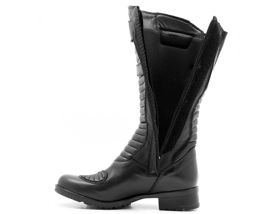 Bota Feminina Motociclista Cano Alto Em Couro Legítimo