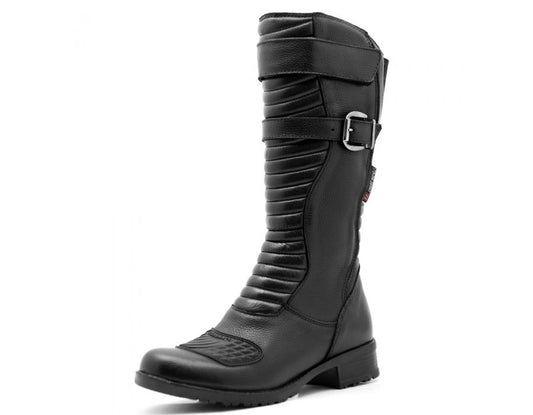 Bota Feminina Motociclista Cano Alto Em Couro Legítimo