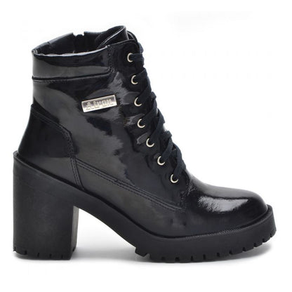 Bota Coturno Feminino Tratorado Couro Preto Atron Shoes