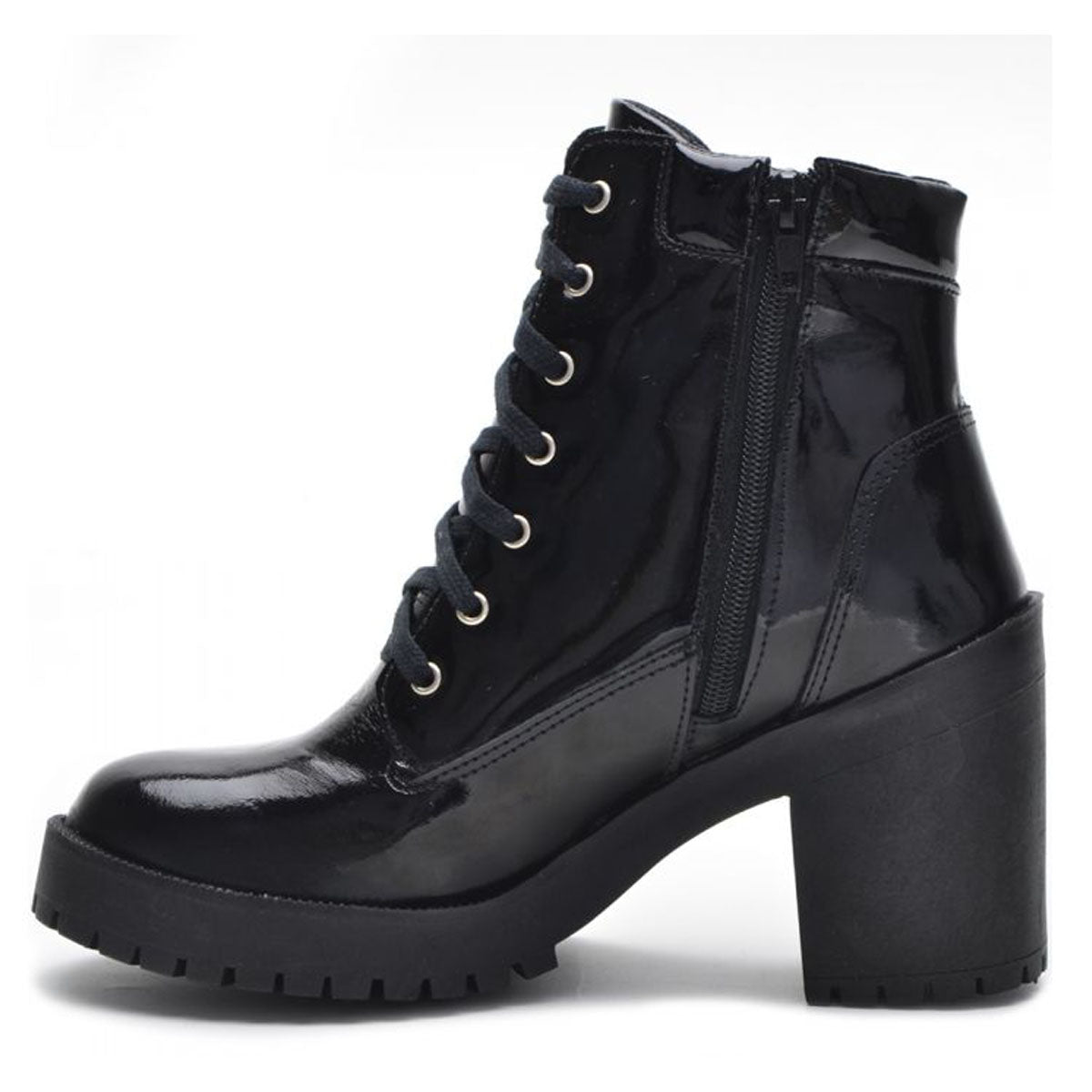 Bota Coturno Feminino Tratorado Couro Preto Atron Shoes