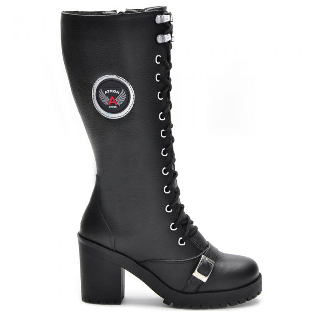 Bota Feminina Motociclista Com Salto Cano Alto Confort