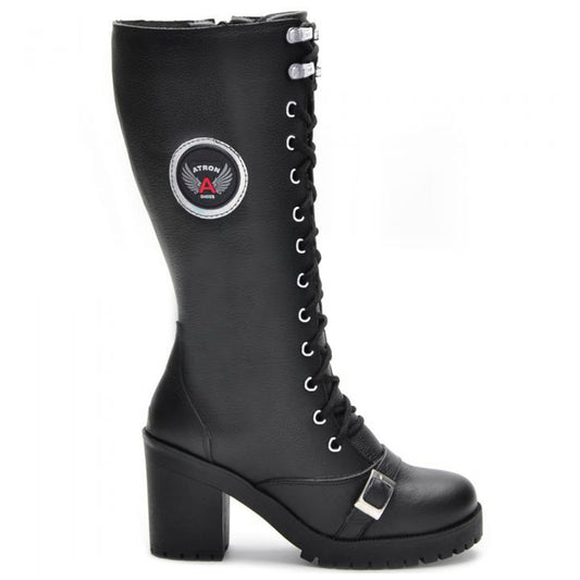 Bota Feminina Motociclista Com Salto Cano Alto Confort