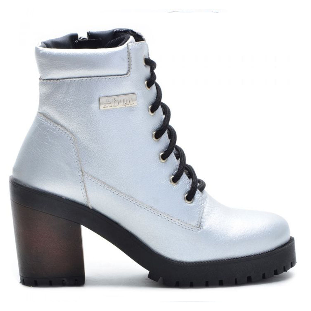 Bota Coturno Feminino Tratorado Couro Preto Atron Shoes