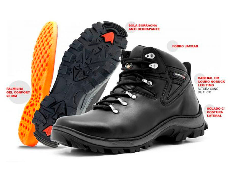 Bota Trekking Couro Legítimo Resistente