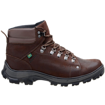 Bota Cano Médio Couro Legítimo Marrom