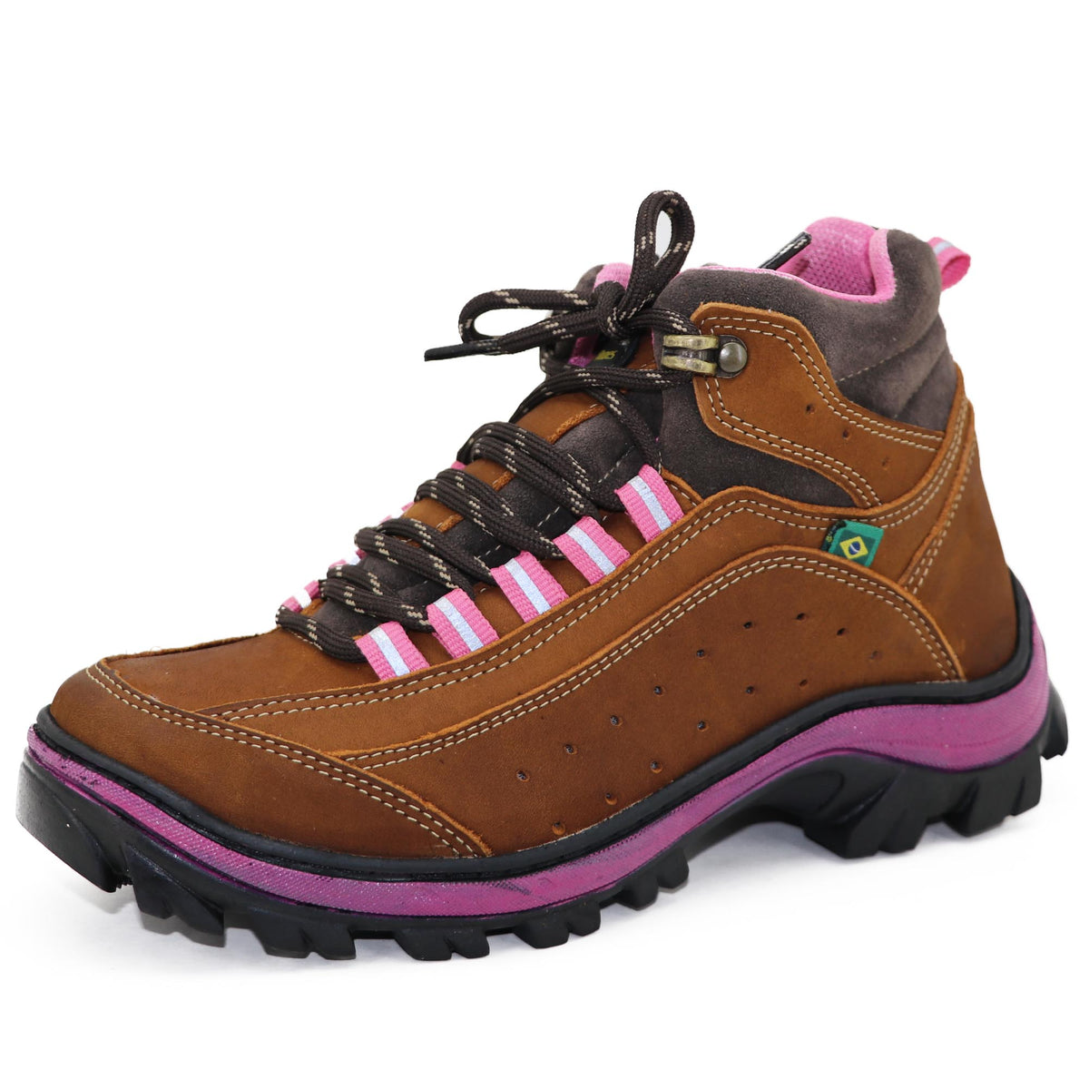 Tênis De Trilha Adventure Feminino Rosa Em Couro