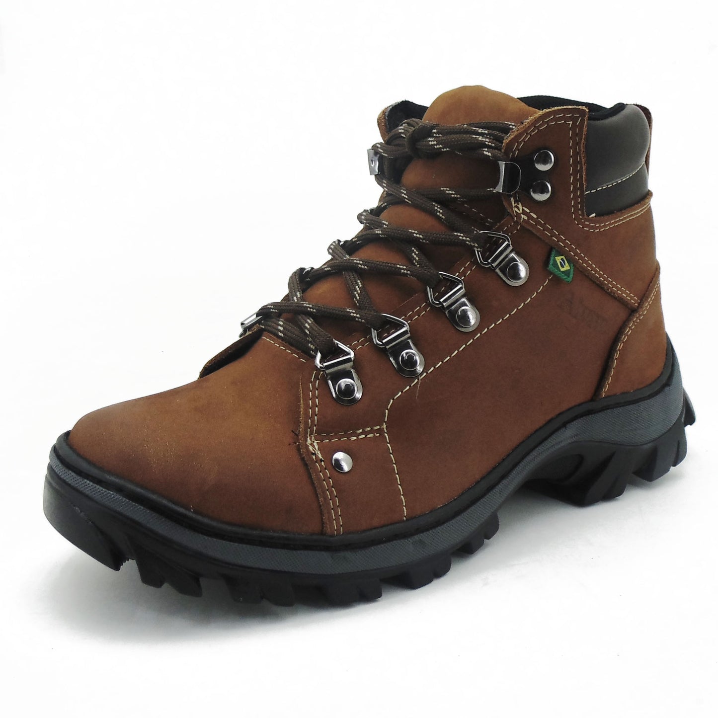 Bota Cano Médio Couro Legítimo Marrom