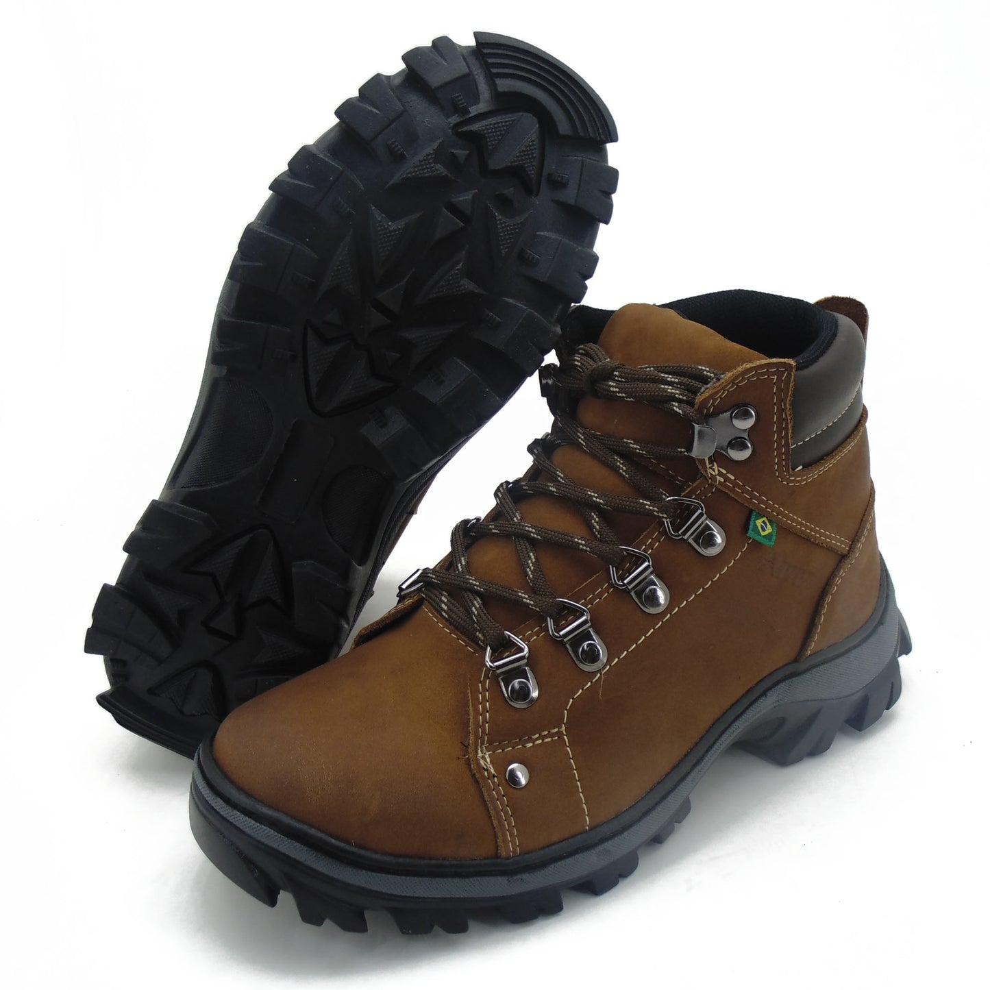 Bota Cano Médio Couro Legítimo Marrom