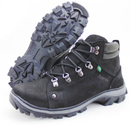 Bota Cano Médio Couro Legítimo Marrom