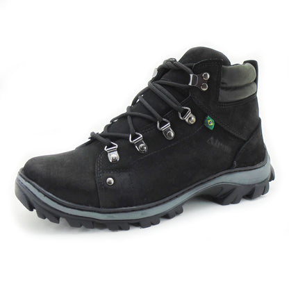 Bota Cano Médio Couro Legítimo Marrom