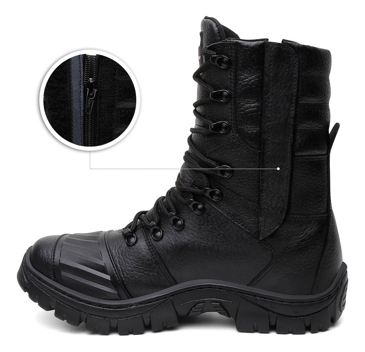 Bota Coturno Militar Couro Solado Antiderrapante + Relógio