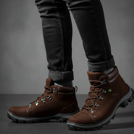 Bota Cano Médio Couro Legítimo Marrom