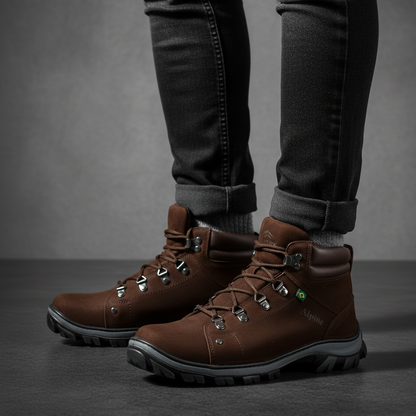 Bota Cano Médio Couro Legítimo Marrom