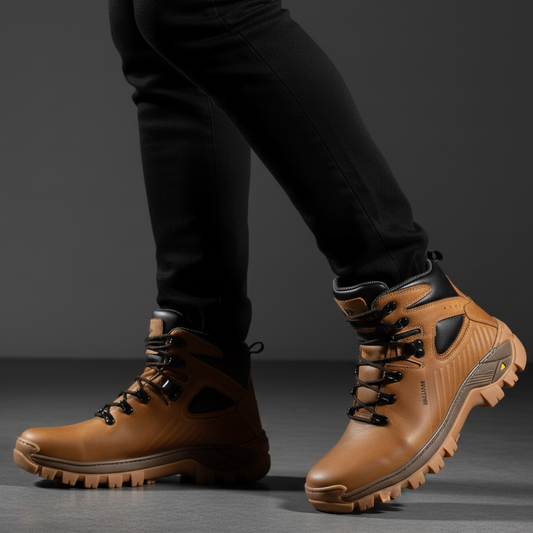 Coturno Cano Médio Couro Légitimo