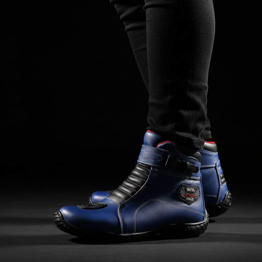 Bota Motociclista Couro Legítimo Ajustavel