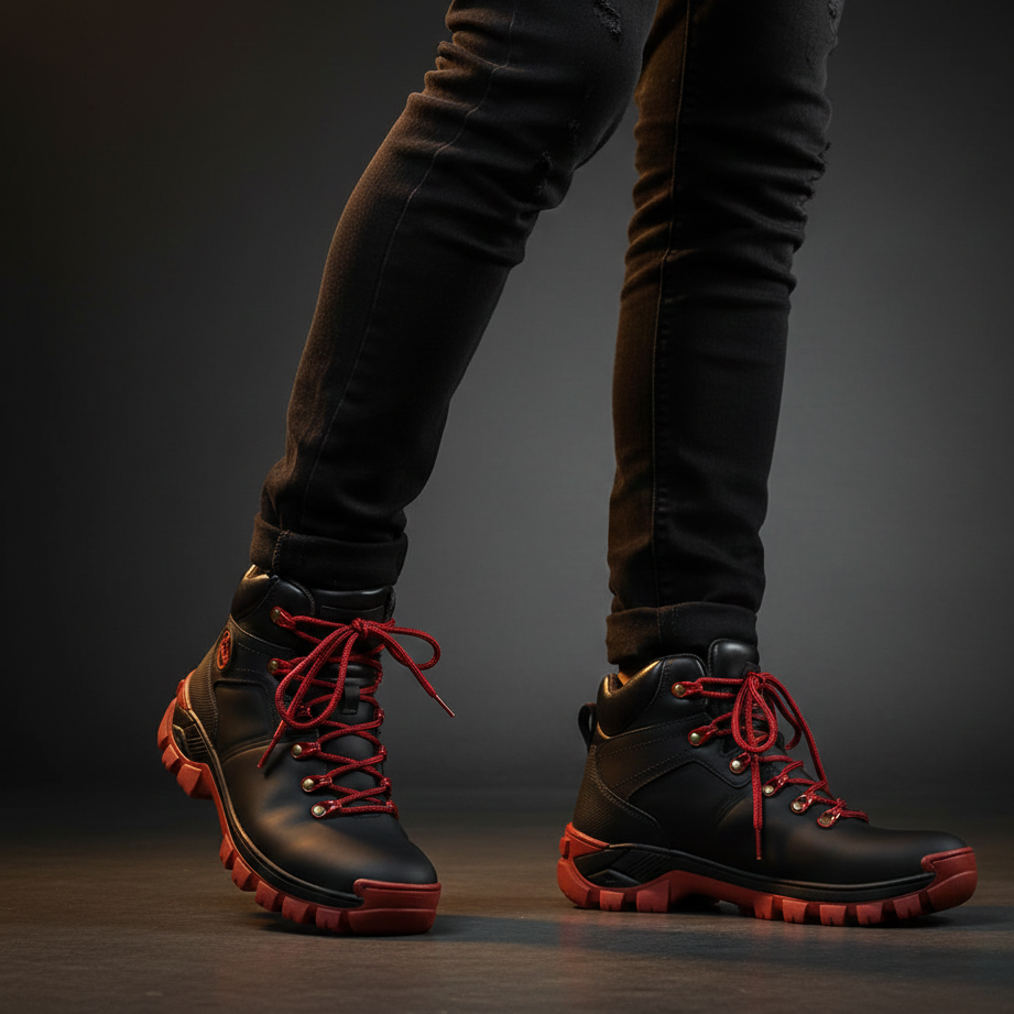 Coturno Couro Trilha Macio Vermelho