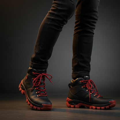 Coturno Couro Trilha Macio Vermelho