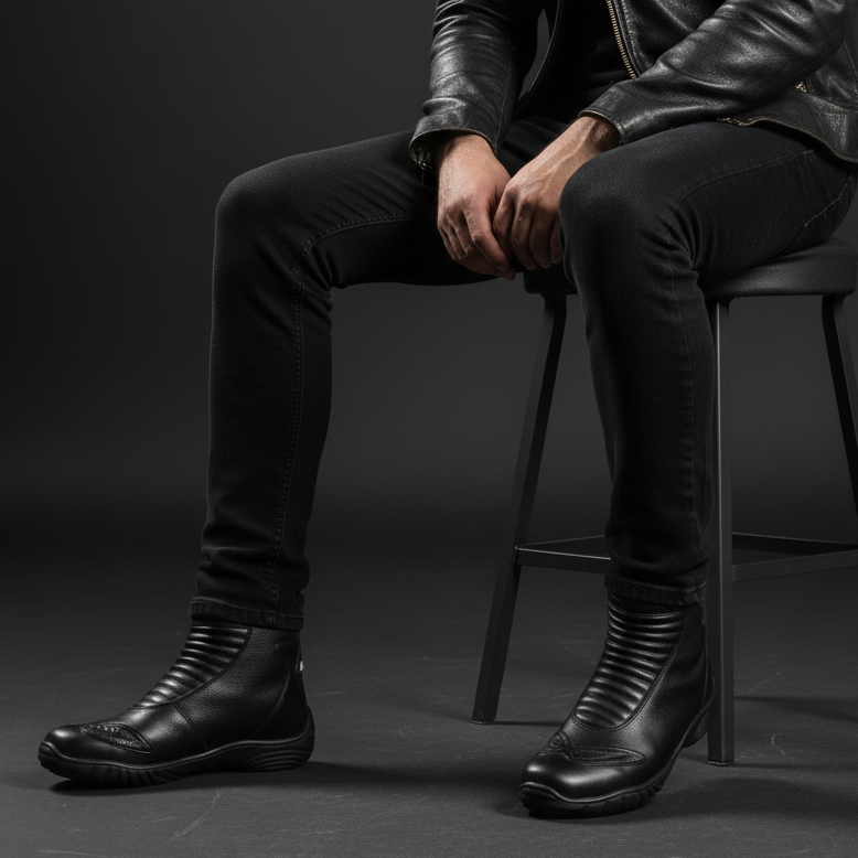 Bota Motoqueiro Couro Legítimo Confortável