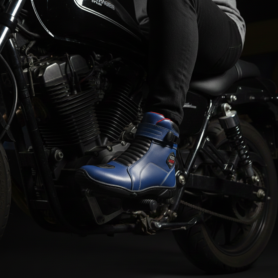 Bota Motociclista Couro Legítimo Ajustavel