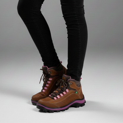 Tênis De Trilha Adventure Feminino Rosa Em Couro