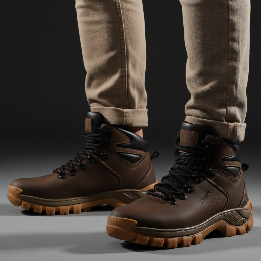 Bota  Cano Médio Couro Legítimo Marrom