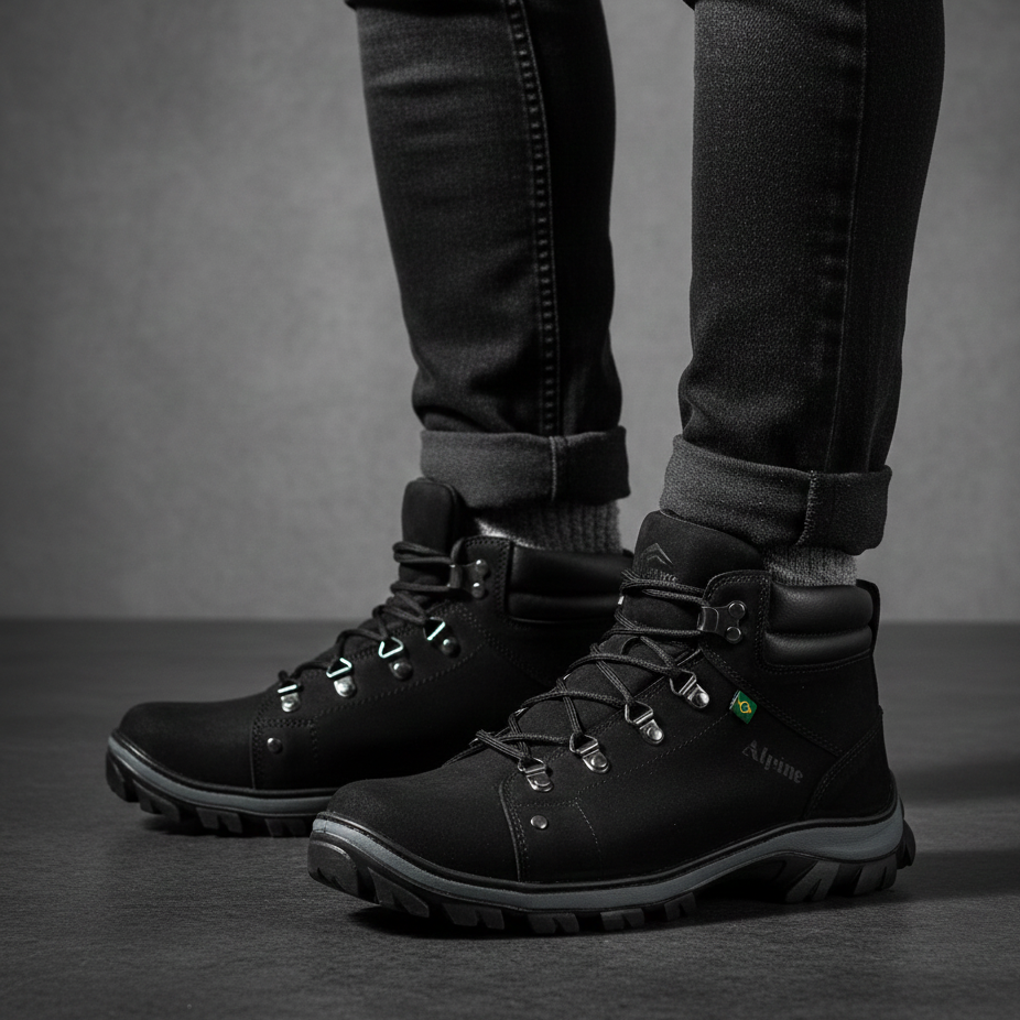 Bota Cano Médio Couro Legítimo Marrom