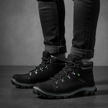 Bota Cano Médio Couro Legítimo Marrom