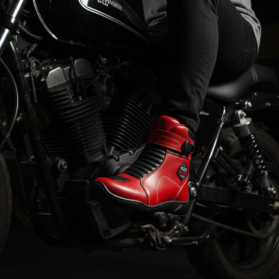 Bota Motociclista Couro Legítimo Ajustavel
