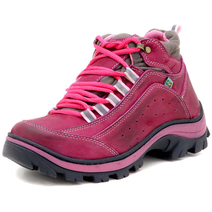 Tênis De Trilha Adventure Feminino Rosa Em Couro