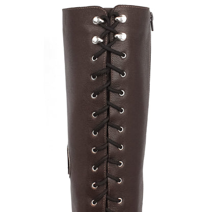 Bota Feminina Motociclista Rockeira Cano Alto Preto Couro&nbsp;