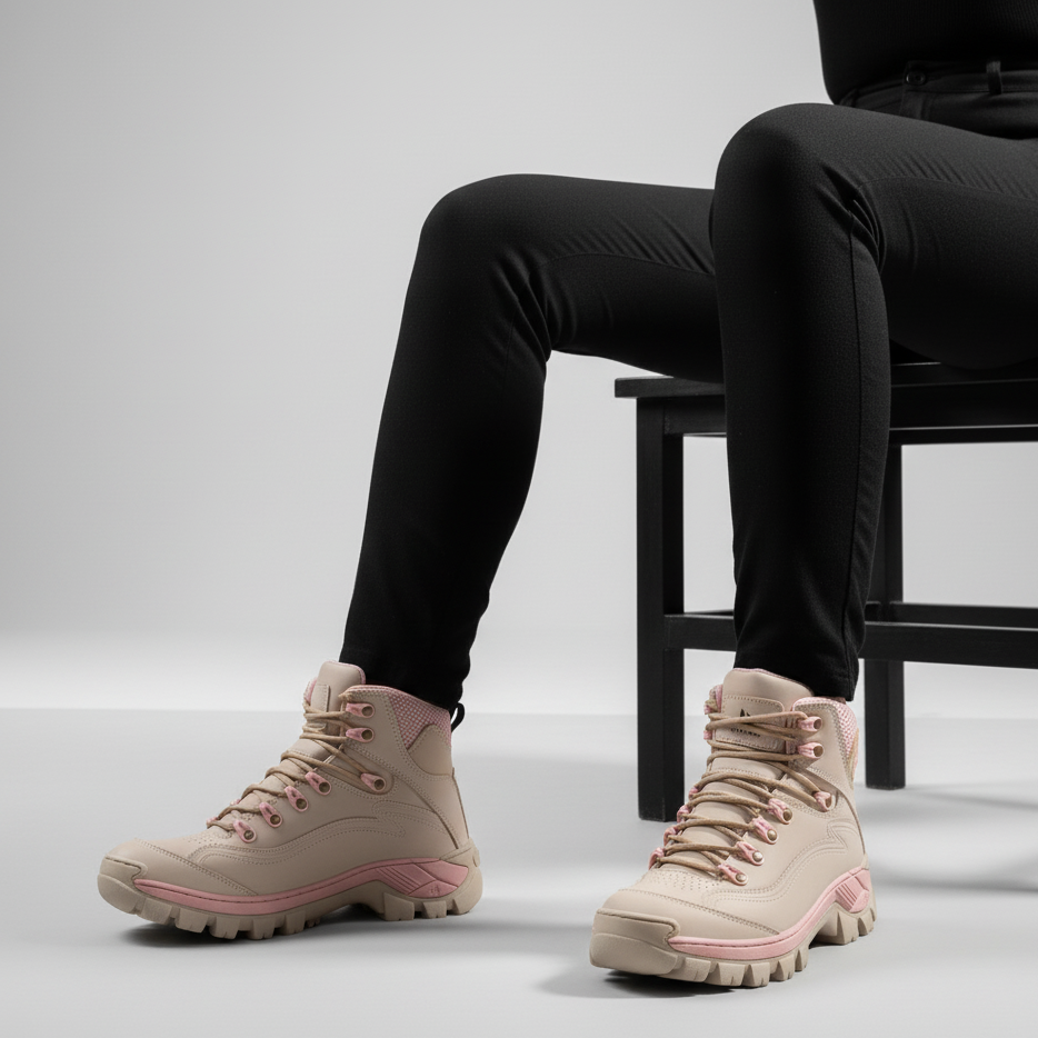 Coturno Feminino Couro Legítimo Rosa