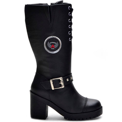 Bota Feminina Tratorado Com Fivela Couro Legitimo Motoqueira