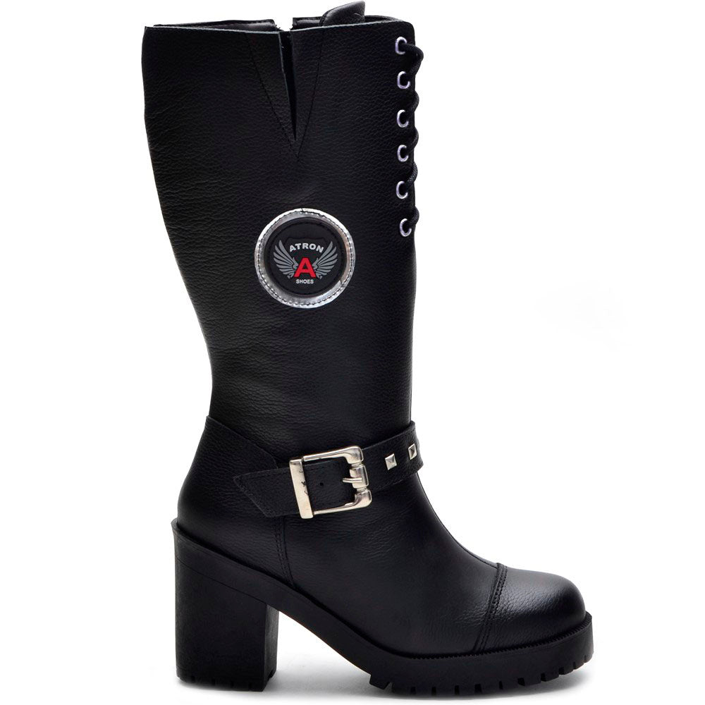 Bota Feminina Tratorado Com Fivela Couro Legitimo Motoqueira