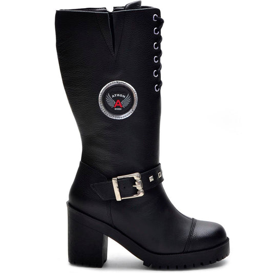 Bota Feminina Tratorado Com Fivela Couro Legitimo Motoqueira