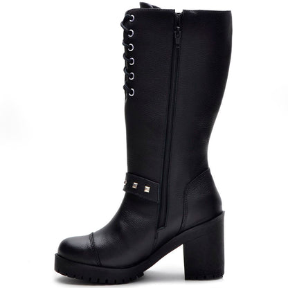 Bota Feminina Tratorado Com Fivela Couro Legitimo Motoqueira