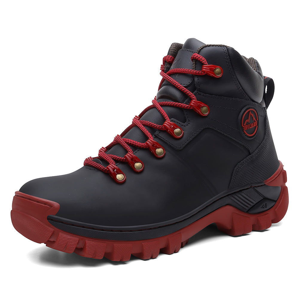 Coturno Couro Trilha Macio Vermelho